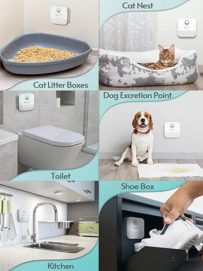 Downypaws 4000mAh Smart Cat Odor Purifier for Litter Box Deodorization and Air Purification for Cats and Dogs