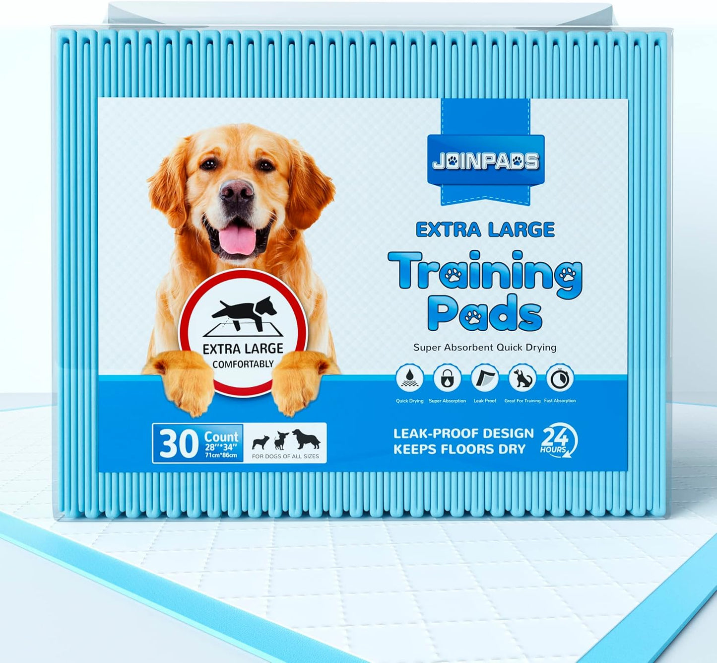 Extra Large Super Absorbent Disposable Dog Pee Pads - Leak-Proof Puppy Potty Training Pads (28" x 34")