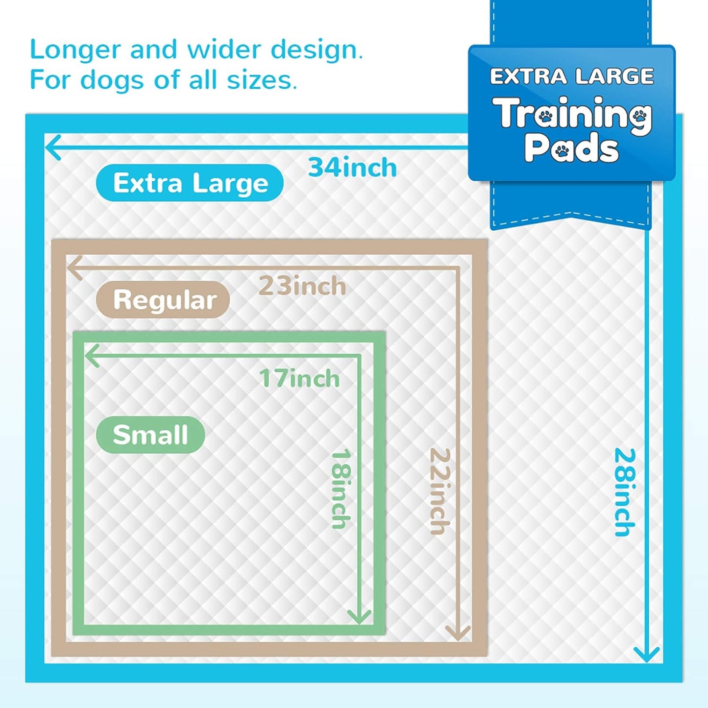 Extra Large Super Absorbent Disposable Dog Pee Pads - Leak-Proof Puppy Potty Training Pads (28" x 34")