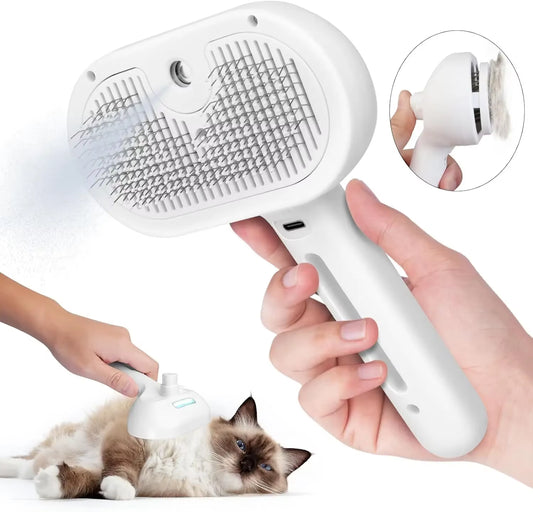 3-in-1 Electric Pet Steam Brush – Groom, Massage & De-Shed with Hydrating Spray