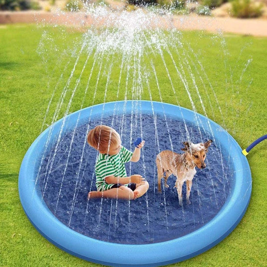 "Interactive PVC Dog Water Play Mat – Reusable Outdoor Splash Pad for Summer Fun